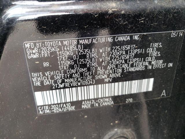 Photo 10 from auction – 2014 TOYOTA RAV4 XLE with VIN 2T3WFREV8EW109343