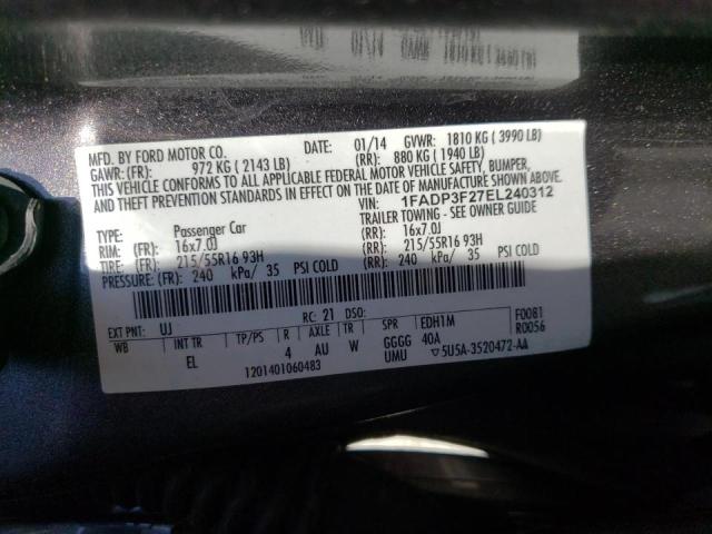 Photo 10 from auction – 2014 FORD FOCUS SE with VIN 1FADP3F27EL240312