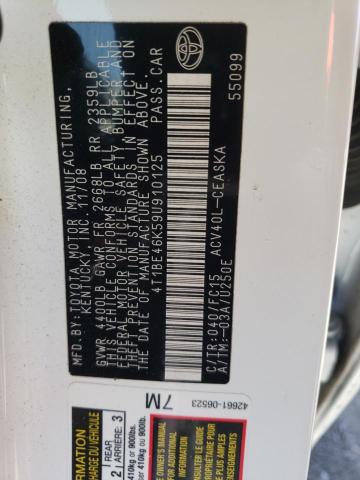 Photo 10 from auction – 2009 TOYOTA CAMRY BASE with VIN 4T1BE46K59U910125