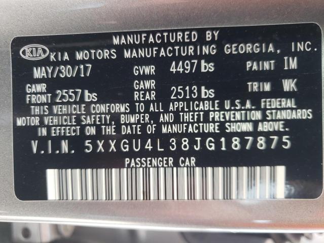 Photo 10 from auction – 2018 KIA OPTIMA EX with VIN 5XXGU4L38JG187875