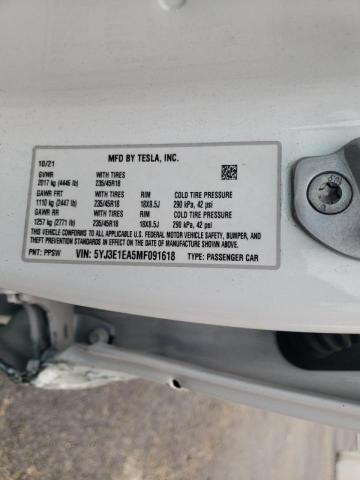Photo 10 from auction – 2021 TESLA MODEL 3 with VIN 5YJ3E1EA5MF091618