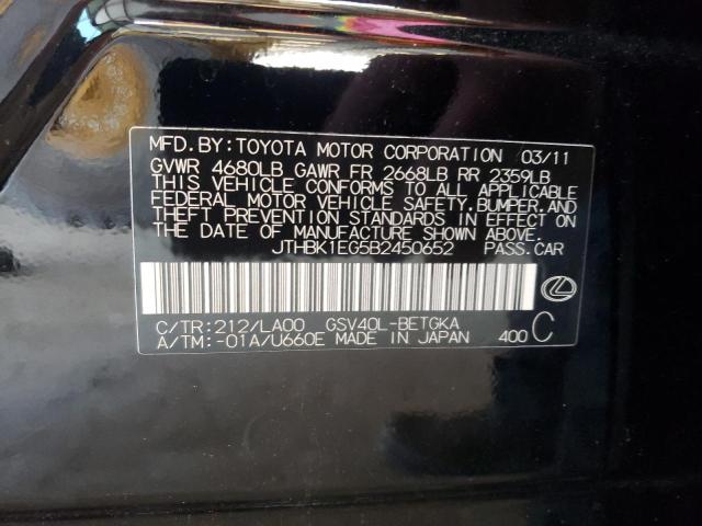Photo 10 from auction – 2011 LEXUS ES 350 with VIN JTHBK1EG5B2450652