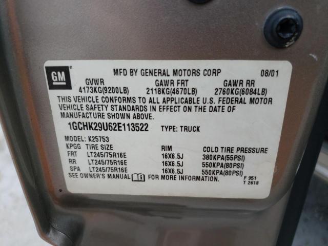 Photo 10 from auction – 2002 CHEVROLET SILVERADO with VIN 1GCHK29U62E113522