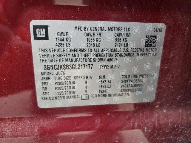 Photo 10 from auction – 2016 CHEVROLET TRAX LS with VIN 3GNCJKSB3GL217177