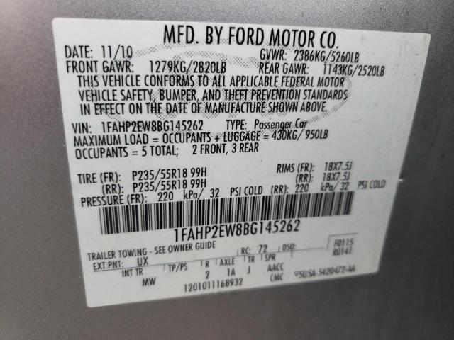 Photo 10 from auction – 2011 FORD TAURUS SEL with VIN 1FAHP2EW8BG145262
