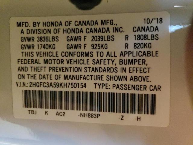 Photo 10 from auction – 2019 HONDA CIVIC SI with VIN 2HGFC3A59KH750154