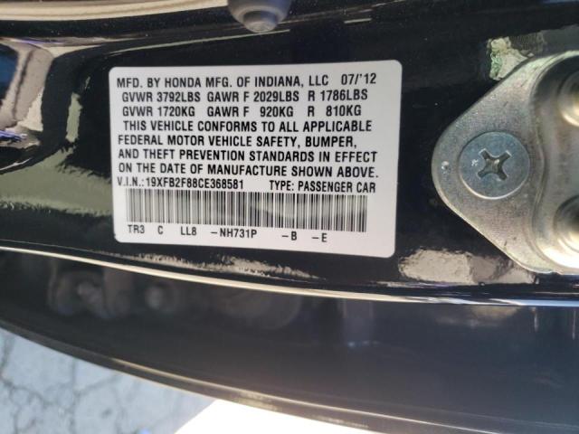 Photo 10 from auction – 2012 HONDA CIVIC EX with VIN 19XFB2F88CE368581