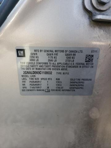 Photo 10 from auction – 2012 CHEVROLET EQUINOX LT with VIN 2GNALDEK9C1108632