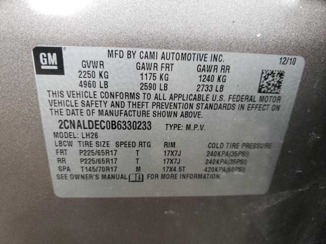 Photo 10 from auction – 2011 CHEVROLET EQUINOX LT with VIN 2CNALDEC0B6330233