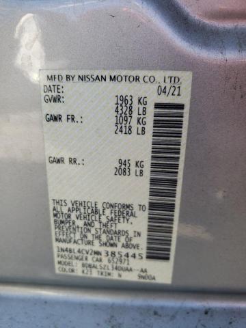 Photo 10 from auction – 2021 NISSAN ALTIMA SR with VIN 1N4BL4CV2MN385445