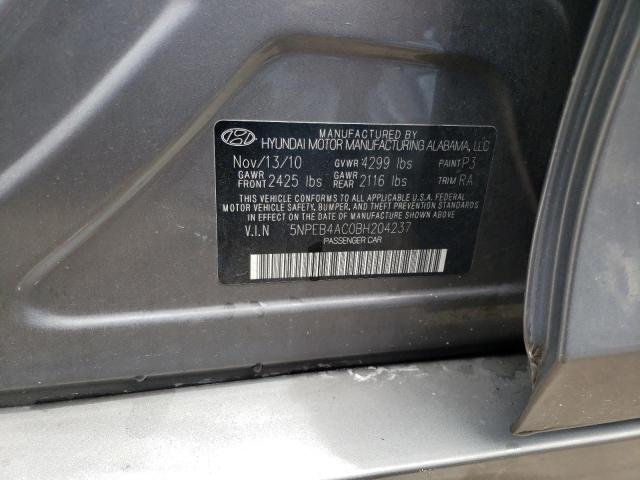 Photo 10 from auction – 2011 HYUNDAI SONATA GLS with VIN 5NPEB4AC0BH204237