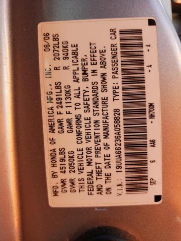 Photo 10 from auction – 2006 ACURA 3.2TL with VIN 19UUA66236A058828