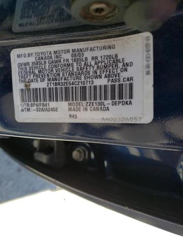 Photo 10 from auction – 2004 TOYOTA COROLLA CE with VIN 2T1BR32E54C210713
