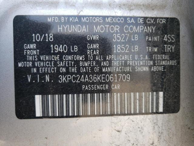 Photo 10 from auction – 2019 HYUNDAI ACCENT SE with VIN 3KPC24A36KE061709