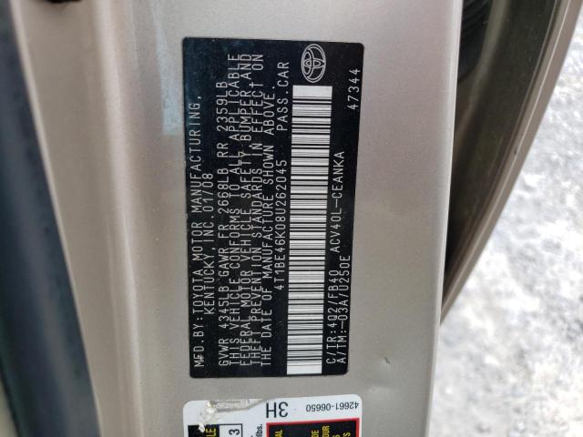 Photo 10 from auction – 2008 TOYOTA CAMRY CE with VIN 4T1BE46K08U262045
