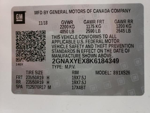 Photo 10 from auction – 2019 CHEVROLET EQUINOX PR with VIN 2GNAXYEX8K6184349