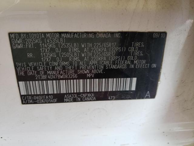 Photo 10 from auction – 2011 TOYOTA RAV4 with VIN 2T3BF4DV7BW083266