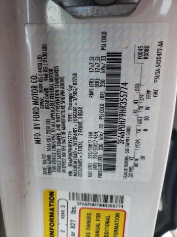 Photo 10 from auction – 2017 FORD FUSION SE with VIN 3FA6P0H79HR355774