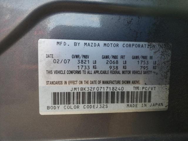 Photo 10 from auction – 2007 MAZDA 3 I with VIN JM1BK32F071718240