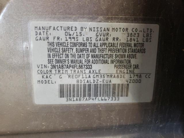 Photo 10 from auction – 2015 NISSAN SENTRA S with VIN 3N1AB7AP4FL667333