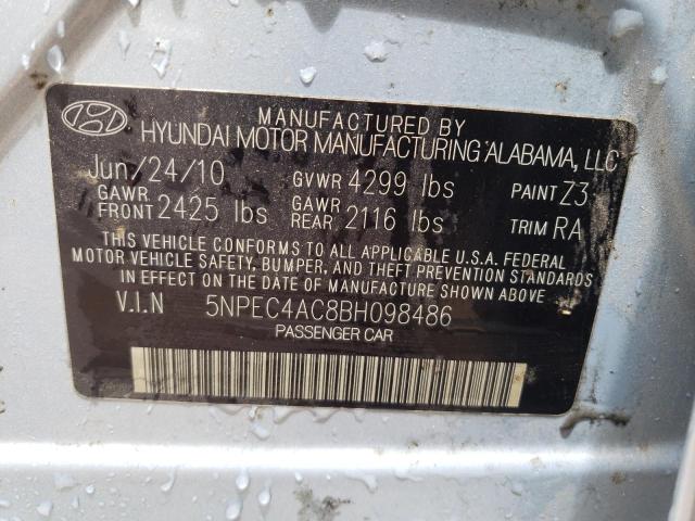 Photo 10 from auction – 2011 HYUNDAI SONATA SE with VIN 5NPEC4AC8BH098486