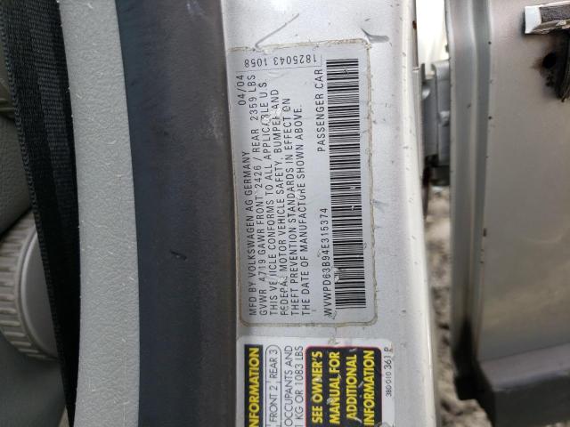 Photo 10 from auction – 2004 VOLKSWAGEN PASSAT GLS with VIN WVWPD63B94E315374
