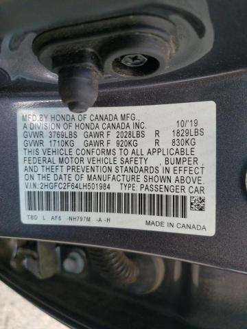 Photo 10 from auction – 2020 HONDA CIVIC with VIN 2HGFC2F64LH501984
