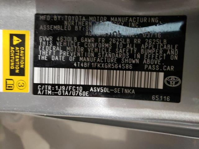Photo 10 from auction – 2016 TOYOTA CAMRY LE with VIN 4T4BF1FKXGR564586