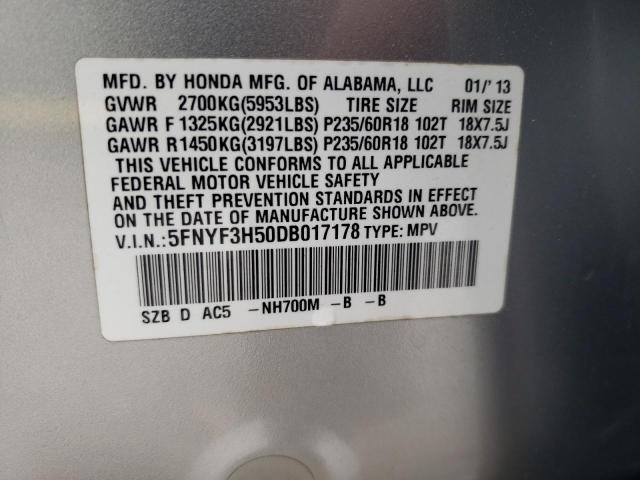 Photo 10 from auction – 2013 HONDA PILOT EX with VIN 5FNYF3H50DB017178