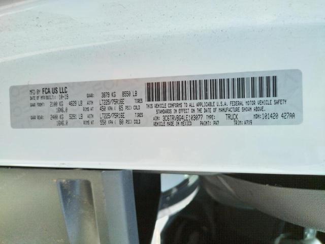 Photo 10 from auction – 2020 RAM PROMASTER with VIN 3C6TRVBG4LE103077