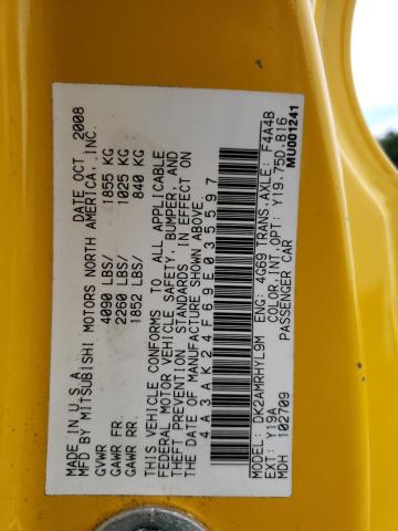 Photo 10 from auction – 2009 MITSUBISHI ECLIPSE GS with VIN 4A3AK24F69E035597