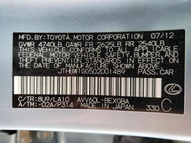 Photo 10 from auction – 2013 LEXUS ES 300H with VIN JTHBW1GG5D2001489