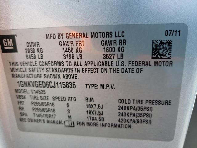 Photo 10 from auction – 2012 CHEVROLET TRAVERSE L with VIN 1GNKVGED6CJ115836