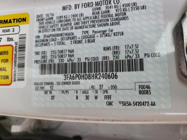 Photo 10 from auction – 2017 FORD FUSION SE with VIN 3FA6P0HD8HR240606