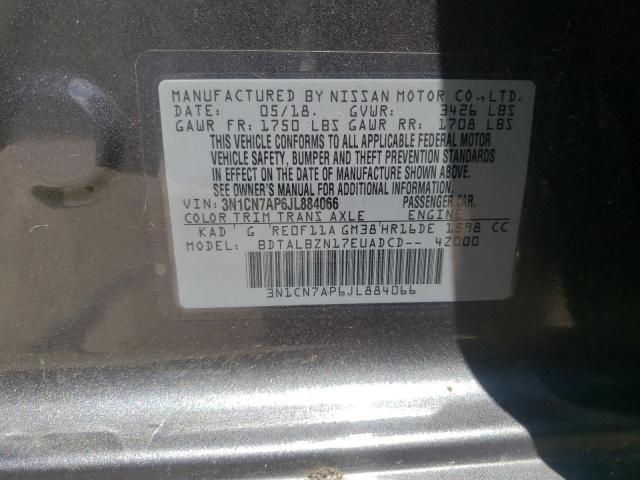Photo 10 from auction – 2018 NISSAN VERSA S with VIN 3N1CN7AP6JL884066
