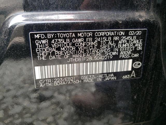 Photo 10 from auction – 2020 LEXUS IS 300 PRE with VIN JTHD81F28L5042219