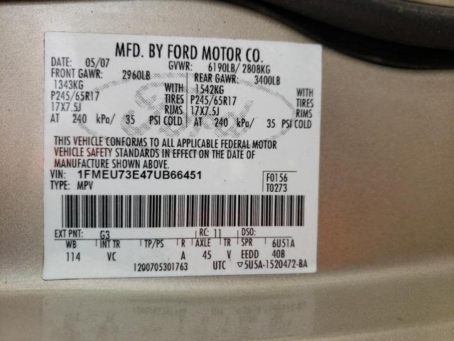 Photo 10 from auction – 2007 FORD EXPLORER X with VIN 1FMEU73E47UB66451