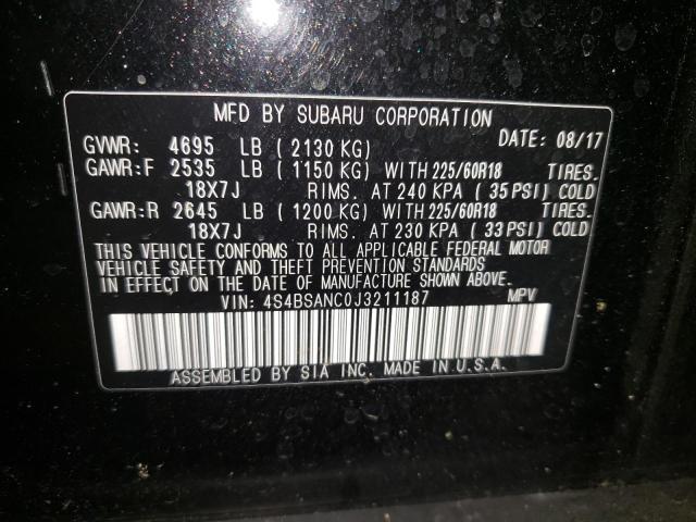 Photo 10 from auction – 2018 SUBARU OUTBACK 2. with VIN 4S4BSANC0J3211187