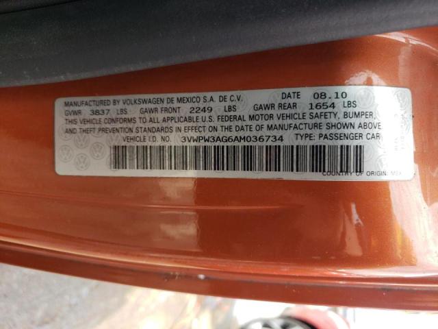 Photo 10 from auction – 2010 VOLKSWAGEN NEW BEETLE with VIN 3VWPW3AG6AM036734