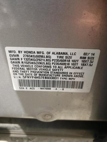 Photo 10 from auction – 2014 HONDA PILOT EXL with VIN 5FNYF4H57EB033031
