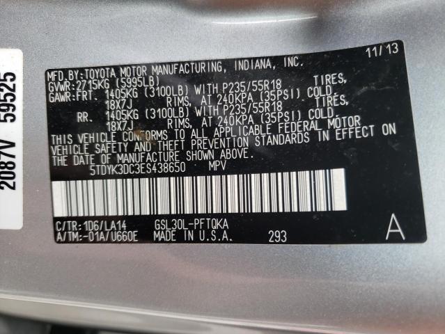 Photo 10 from auction – 2014 TOYOTA SIENNA XLE with VIN 5TDYK3DC3ES438650