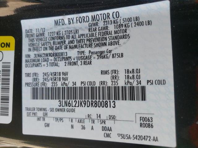 Photo 10 from auction – 2013 LINCOLN MKZ with VIN 3LN6L2JK9DR800813