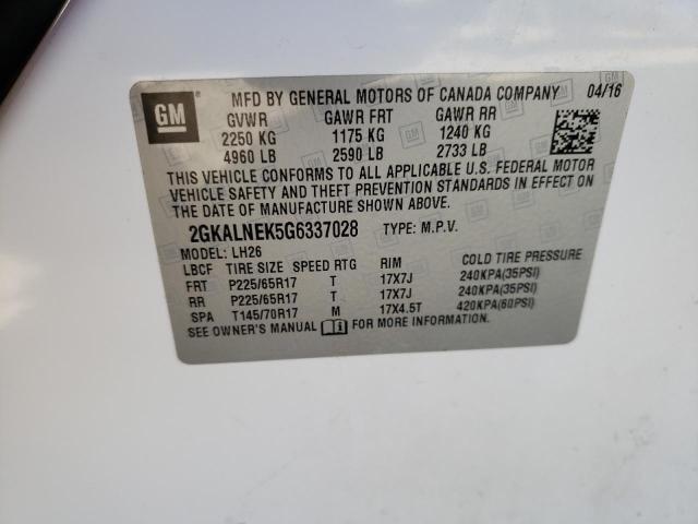 Photo 10 from auction – 2016 GMC TERRAIN SL with VIN 2GKALNEK5G6337028