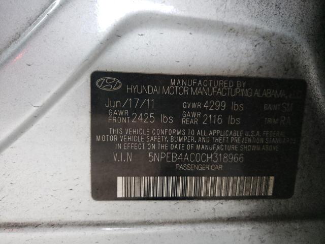 Photo 10 from auction – 2012 HYUNDAI SONATA with VIN 5NPEB4AC0CH318966