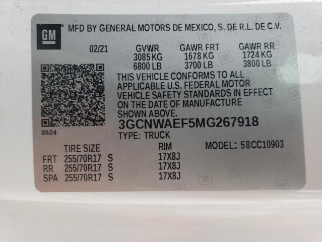Photo 10 from auction – 2021 CHEVROLET SILVERADO with VIN 3GCNWAEF5MG267918