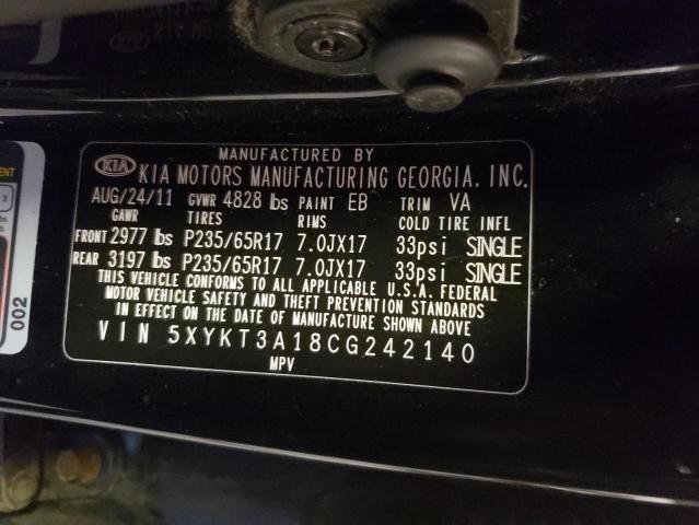 Photo 10 from auction – 2012 KIA SORENTO BA with VIN 5XYKT3A18CG242140