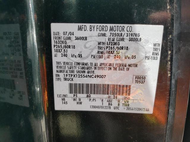 Photo 10 from auction – 2004 FORD F150 with VIN 1FTPX12554NC49007