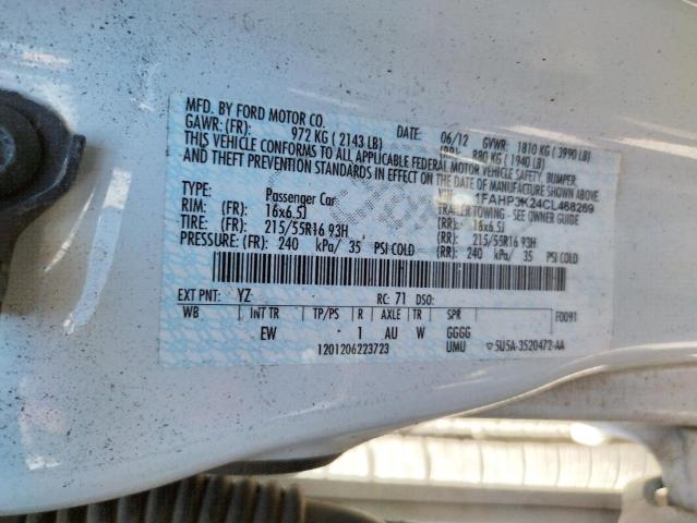 Photo 10 from auction – 2012 FORD FOCUS SE with VIN 1FAHP3K24CL468269