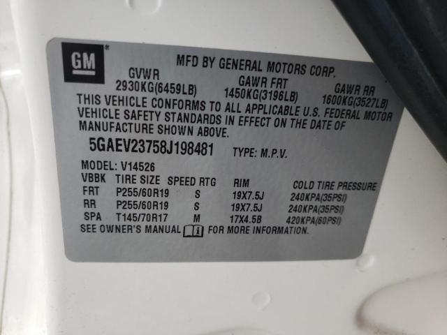 Photo 10 from auction – 2008 BUICK ENCLAVE CX with VIN 5GAEV23758J198481