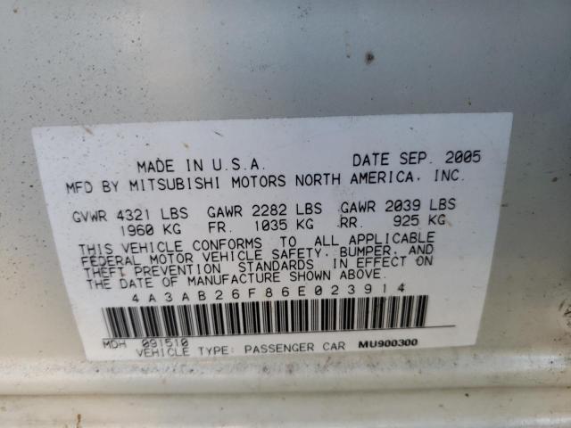 Photo 10 from auction – 2006 MITSUBISHI GALANT DE with VIN 4A3AB26F86E023914